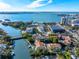 Wide aerial view of waterfront community and bridge at 866 Hudson Ave # 866, Sarasota, FL 34236