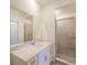 Clean bathroom, featuring a large vanity and shower at 14191 Heritage Landing Blvd # 1244, Punta Gorda, FL 33955