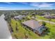 Aerial view of canal-front home with pool and lush landscaping at 1572 Nimbus Dr, North Port, FL 34287