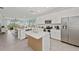 Modern kitchen with island, white cabinets, and stainless steel appliances at 18114 Gawthrop Dr # 404, Bradenton, FL 34211