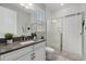 Modern bathroom with white subway tile and a walk-in shower at 2028 Woodleaf Hammock Ct, Bradenton, FL 34211