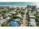 Aerial close-up view of a single-Gathering home near beach at 203 72Nd St, Holmes Beach, FL 34217