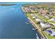 Aerial view showing home's waterfront location and private dock at 3662 Peace River Dr, Punta Gorda, FL 33983