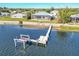 Aerial view of waterfront property with private dock and pool at 3662 Peace River Dr, Punta Gorda, FL 33983