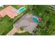 Aerial view of home, highlighting the pool and surrounding landscape at 462 Rubens E Dr, Nokomis, FL 34275