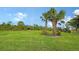 Landscaped backyard with lush green grass and palm trees at 5552 Eagle Creek Rd, Sarasota, FL 34238