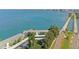 Aerial view showcasing waterfront location and building proximity to road at 777 John Ringling Blvd # 2, Sarasota, FL 34236