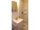 Small bathroom with shower and sink at 12 Desoto E St, Bradenton, FL 34208