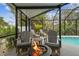 Enjoy the fire pit and seating by the pool at 1604 21St W Ave, Palmetto, FL 34221