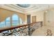 Elegant hallway with ocean views and ornate railing at 3625 Casey Key Rd, Nokomis, FL 34275