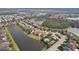 Aerial view of community with lake, pool, and houses at 4629 Garden Arbor Way, Bradenton, FL 34203