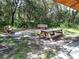 Scenic rest area with wooden benches and picnic table at 7575 Quinto Dr, Sarasota, FL 34238