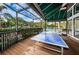 Outdoor ping pong table with covered patio and pool view at 1003 Lake Avoca Dr, Tarpon Springs, FL 34689