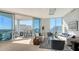 Spacious living room with large windows, city views and modern furniture at 111 S Pineapple Ave # 1006, Sarasota, FL 34236