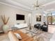 Bright and airy living room with a contemporary design and hardwood floors at 3354 Founders Club Dr, Sarasota, FL 34240