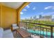 Balcony with seating and city skyline view at 345 Bayshore Blvd # 706, Tampa, FL 33606