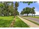 Landscaped street with sidewalk, trees, and waterfront views at 345 Bayshore Blvd # 706, Tampa, FL 33606