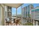 Balcony offers ocean and city views with seating for two at 800 Benjamin Franklin Dr # 602, Sarasota, FL 34236