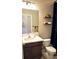 Clean bathroom with single vanity, toilet and shower at 8307 Trimbelle Ter, Parrish, FL 34219