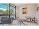 Spacious living room with large windows, comfortable seating, and modern art at 1774 10Th St, Sarasota, FL 34236