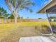 Large backyard with mature trees and privacy fence at 2523 Darwin Ave, Sarasota, FL 34239