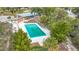 Aerial view of community pool with surrounding trees and landscaping at 2523 Darwin Ave, Sarasota, FL 34239