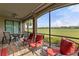 Relaxing screened porch overlooking a lush green golf course at 6065 Worsham Ln # 104, Bradenton, FL 34211