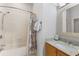 Bathroom with shower/tub combo and granite vanity at 1215 Acappella Ln, Apollo Beach, FL 33572