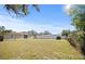 Large backyard with a grassy area and a partly sunny day at 1518 Ewing Ave, Clearwater, FL 33756