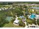 Aerial view of community amenities including pool and playground at 3543 Woodmont Dr, Parrish, FL 34219