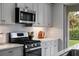 Modern kitchen with stainless steel appliances and white cabinets at 3543 Woodmont Dr, Parrish, FL 34219