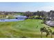 Golfers enjoying a round on the beautifully designed course with water features and a bridge crossing at 5245 88Th E St, Bradenton, FL 34211