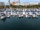 Aerial view of a full marina with many boats at 101 S Gulfstream Ave # 10E, Sarasota, FL 34236
