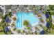Aerial view of a community pool with surrounding lounge area at 11628 Middle Fork Way, Parrish, FL 34219