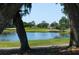 Serene golf course view with a lake and lush trees at 1214 Berkshire Cir, Venice, FL 34292