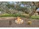 Fire pit area surrounded by trees and landscaping at 12845 N Branch Rd, Sarasota, FL 34240