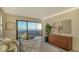 Spacious bedroom featuring ocean views and a walk-in closet at 420 Beach Rd # 407, Sarasota, FL 34242