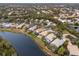 Aerial view of lakefront homes in a residential community at 6726 Virginia Xing, University Park, FL 34201