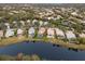 Aerial view of lakefront homes in a residential community at 6726 Virginia Xing, University Park, FL 34201