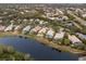 Aerial view of lakefront homes in a residential community at 6726 Virginia Xing, University Park, FL 34201