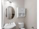 Small half bathroom with pedestal sink and toilet at 8050 Redonda Loop, Lakewood Ranch, FL 34202