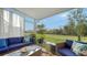 Spacious lanai with seating and view of grassy backyard at 8533 Lunar Skye St, Sarasota, FL 34241