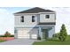 Two-story house with blue siding, a two-car garage, and landscaping at 13115 Cedar Elm Lane, Parrish, FL 34219