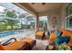 Relaxing outdoor patio with comfortable seating and a view of the pool at 19451 Quisto St, Venice, FL 34293