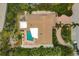 Bird's-eye view showcasing the home's layout, pool, and driveway at 250 Robin Dr, Sarasota, FL 34236