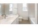 Bathroom with tile flooring, shower/tub combo and vanity at 3425 Dryden St, North Port, FL 34288