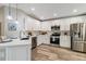 Modern kitchen with white cabinets, stainless steel appliances, and quartz countertops at 1463 Jinright Rd, North Port, FL 34288