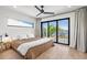 Main bedroom with water views and private balcony access at 1914 Riverside E Dr, Bradenton, FL 34208