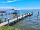 Wooden dock with seating area and boat lift, perfect for water activities at 1914 Riverside E Dr, Bradenton, FL 34208