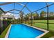 Inviting screened-in pool with artificial turf and a view of the backyard at 3409 Anchor Bay Trl, Lakewood Ranch, FL 34211
